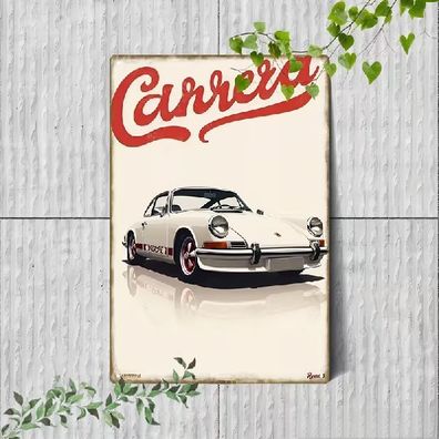 Blechschild Porsche Carrera Vintage Metallschild TEL4969