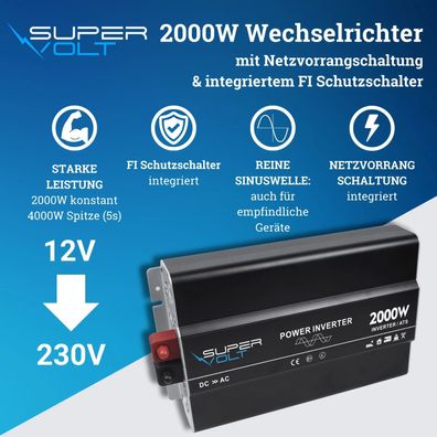 Supervolt 12V 2000W Wechselrichter mit Netzvorrangschaltung