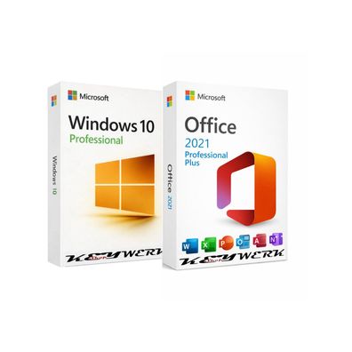 Microsoft Windows 10 Pro + Office 2021 Pro Plus Bundle | Vollversionen | Lifetime