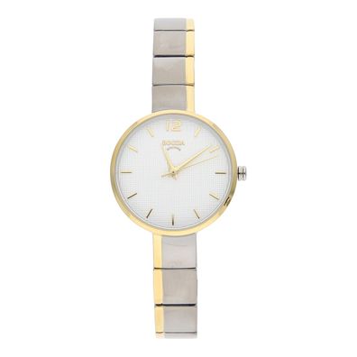 Boccia Uhr Damen 3308-05 Titan, Gold plattiert, Weiß