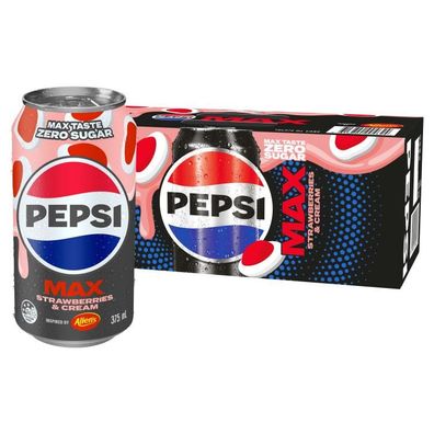 Pepsi Max Strawberries & Cream Cola - Import Karton 10x375 ml