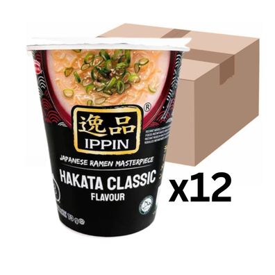12er-Pack Acecook Ippin Instantnudeln Ramen Hakata Tonkotsu Classic Cup 73g