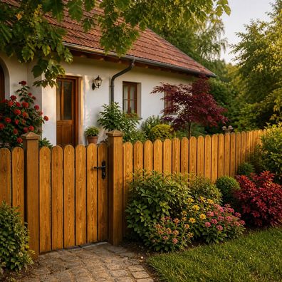 QLS 1 Stk. Zaunlatte 100cm Holz Brett Kiefer Gehobelt Gartenzaun Goldene Eiche 11477