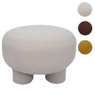 Hocker HWC-Q49, Sitzhocker Polsterhocker Pouf, Stoff/Textil Bouclé (200g/m²) 55cm