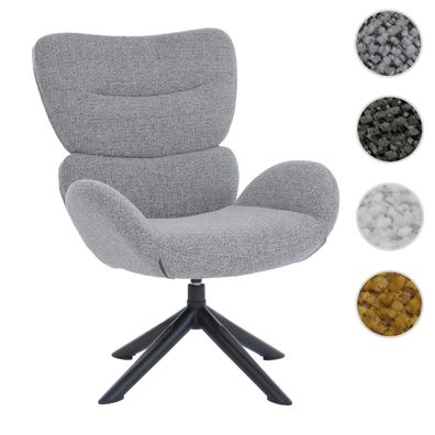 Loungestuhl HWC-Q53, Sessel Esszimmerstuhl, drehbar Metall Chenille (420g/m²)