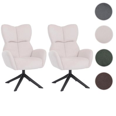 2er-Set Esszimmerstuhl HWC-Q54, Relaxstuhl Loungestuhl, Metall Cord (320g/m²)