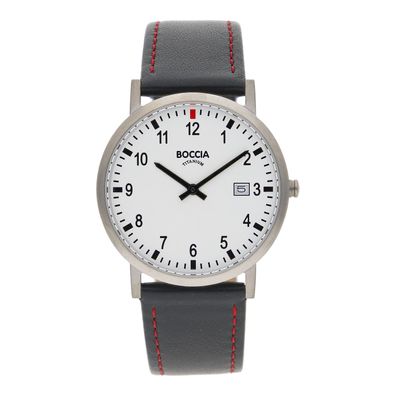 Boccia Unisex Uhr Titan, Leder 3679-01 Schwarz, Weiß