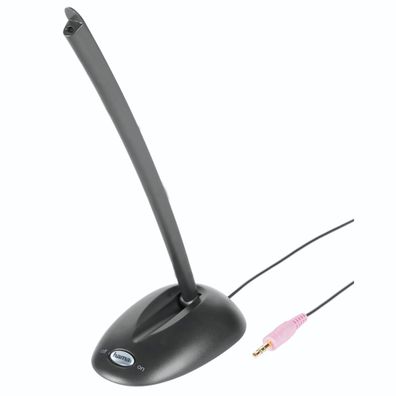 Hama Tischmikrofon 3,5mm Klinke Tisch Mikrofon mit Standfuß Ständer PC Mikro