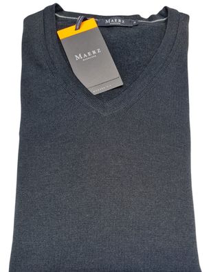 Merz Muenchen V Merinowolle Pullover, uni, dunkelgrün, Modern Fit