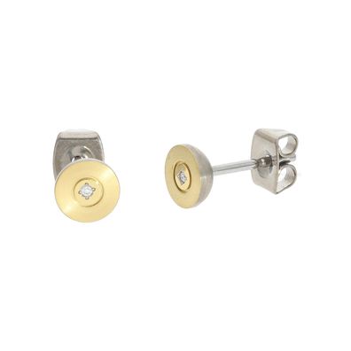 Boccia Ohrstecker 0545-03 Titan, Gold plattiert, Diamant