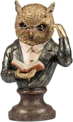 formano Dekofigur Eule 36cm Antikfarben Eulenbéste aus Polyresin