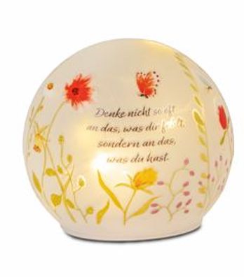 1 Stéck Deko-Kugel mit LED-Licht + Timer 12cm , Spruch: Denk nicht so oft