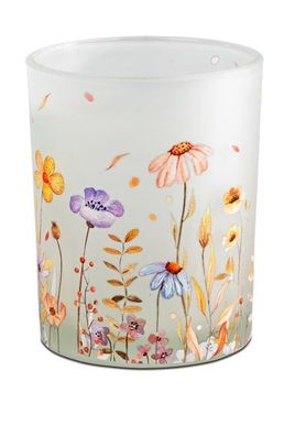 Windlicht Wiesenblume mit Henkel/Teelichtleuchter fér Haus und Garten 8cm