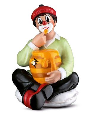 Gildeclown Honigschlecker Figur, Sitzende Clown-Statue mit Honigtopf, 12 cm