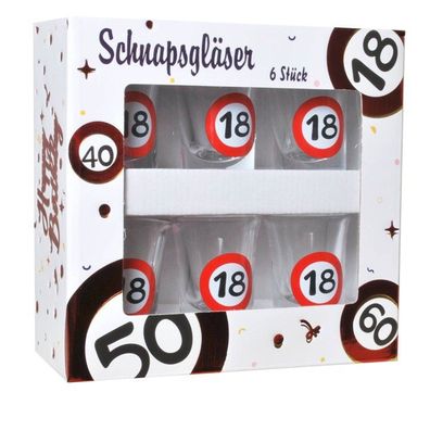 Schnapsgläser zum 18. Geburtstag Geschenk ,1Set mit 6 Gläser
