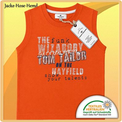 Tom Tailer Achs-Shirt Frontdruck Orange The Funk Wizadory Baumwolle Gr: 140 NEU