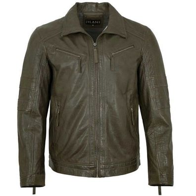Jilani - Herren Lederjacke Lammnappa dark olive