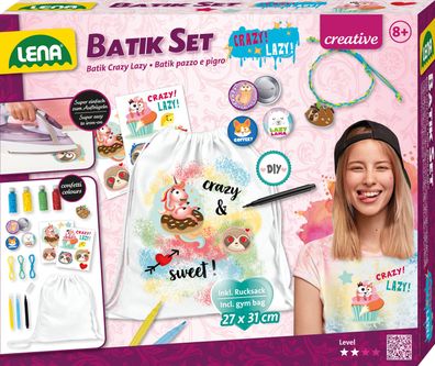 Batik Crazy & Lazy, Faltschachtel, Leinen-Rucksack Kreativset