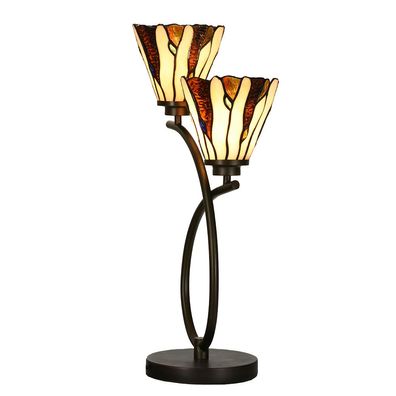 Clayre & Eef Tiffany Tischlampe 46x28x63 cm Beige Glas