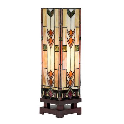 Clayre & Eef Tiffany Tischlampe 15x15x54 cm Beige Glas