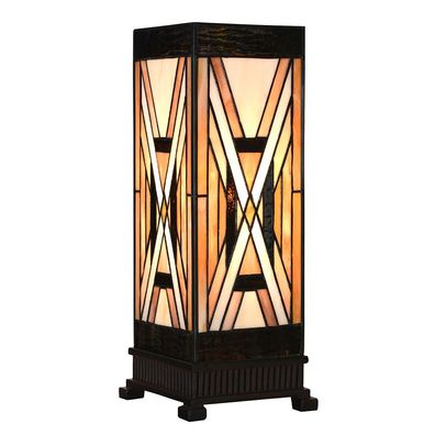 Clayre & Eef Tiffany Tischlampe 17x17x44 cm Braun Glas
