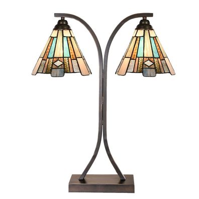 Clayre & Eef Tiffany Tischlampe 48x19x57 cm Braun Glas