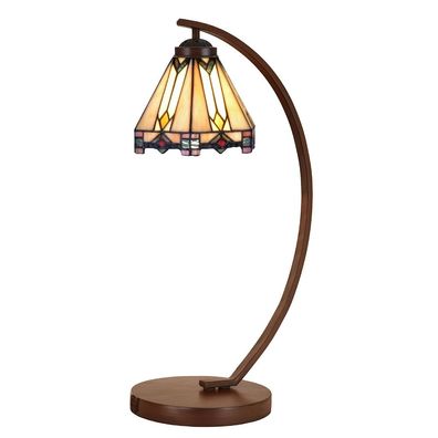 Clayre & Eef Tiffany Tischlampe Ø 20x57 cm Beige Glas