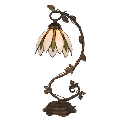 Clayre & Eef Tiffany Tischlampe Ø 18x53 cm Weiß Grün Glas