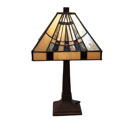 Clayre & Eef Tiffany Tischlampe 23x23x38 cm Beige Glas