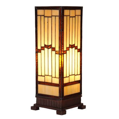 Clayre & Eef Tiffany Tischlampe 17x17x44 cm Beige Glas