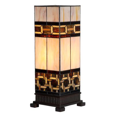 Clayre & Eef Tiffany Tischlampe 17x17x44 cm Beige Glas
