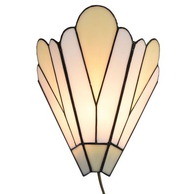 Clayre & Eef Wandleuchte Tiffany 20x10x29 cm Weiß Beige Glas