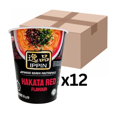 12er-Pack Acecook Ippin Instantnudeln Ramen Tonkotsu Red Spicy 73g