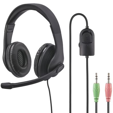 Hama PC Office Headset 2x 3,5mm Klinke Stereo Kophörer mit Boom Mikrofon Mikro