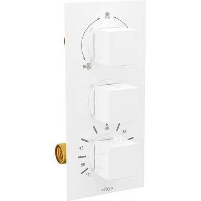 Mexen Cube Thermostat-Wannen-/Duschbatterie mit 3 Ausgängen, Weiß - 77503-20