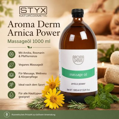 STYX Naturcosmetic - Aroma Derm - Arnica Power Massageöl 1000 ml vegan Sport Massage
