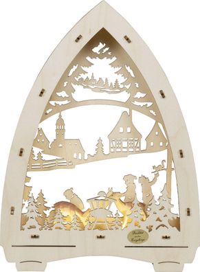 Lichterspitze Wildfütterung mit Rehen LED-Batteriebetrieb natur BxHxT 21,5x29x