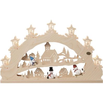 3D-Lichterbogen "Schneemann",7-flammig elektrisch beleuchtet BxHxT 52x32x4,5cm