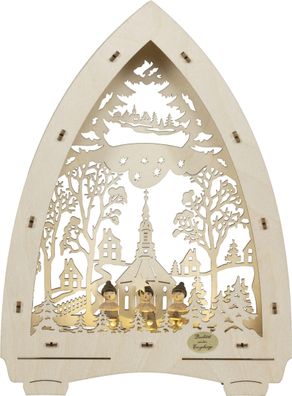 Lichterspitze Seiffener Kirche mit Figuren LED-Batteriebetrieb natur BxHxT 21,