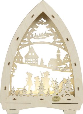 Lichterspitze Schneemann mit LED-Batteriebetrieb natur BxHxT 21,5x29x4,7cm NEU