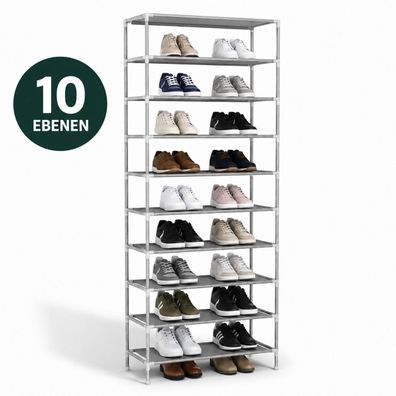 Schuhregal Schuhschrank Schuhständer 55x27x155cm Metall Höhenverstellbar bis 35 Paar