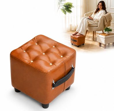 Hocker Fußhocker Sitzhocker Kunstleder Braun 30cm Fußablage Beinstütze Wohnzimmer