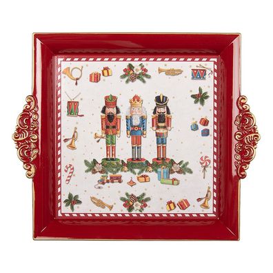 Clayre & Eef Tablett 30x26x3 cm Rot Kunststoff (Gr. 30x26x3 cm)