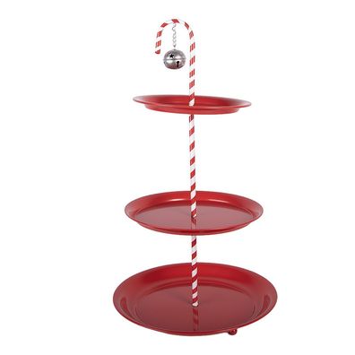 Clayre & Eef 3-Schicht-Etagere Ø 35x64 cm Rot Metall (Gr. Ø 35x64 cm)