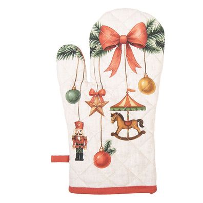 Clayre & Eef Ofenhandschuh 18x30 cm Beige Baumwolle