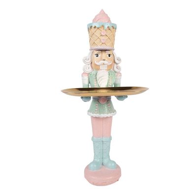 Clayre & Eef Weihnachtsdekorationsfigur Nussknacker 18x16x41 cm Rosa Kunststoff