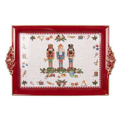 Clayre & Eef Tablett 41x26x3 cm Rot Kunststoff (Gr. 41x26x3 cm)