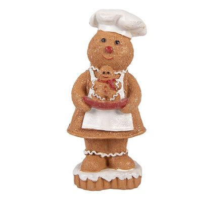 Clayre & Eef Weihnachtsdekorationsfigur Pfefferkuchenmann 7x6x15 cm Braun Kunststoff