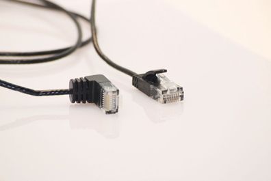 wantec Patchkabel CAT6a gewinkelt 90°unten UTP schwarz 7,0m