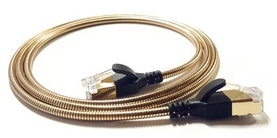wantecWire Patchkabel gepanzert CAT6a 3,8mm goldfarben 0,5m